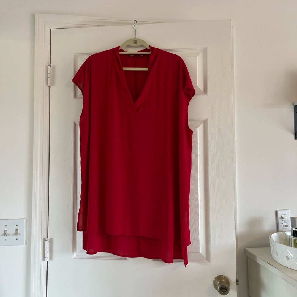 ELOQUII RED TUNIC CAP SLEEVE SZ 18